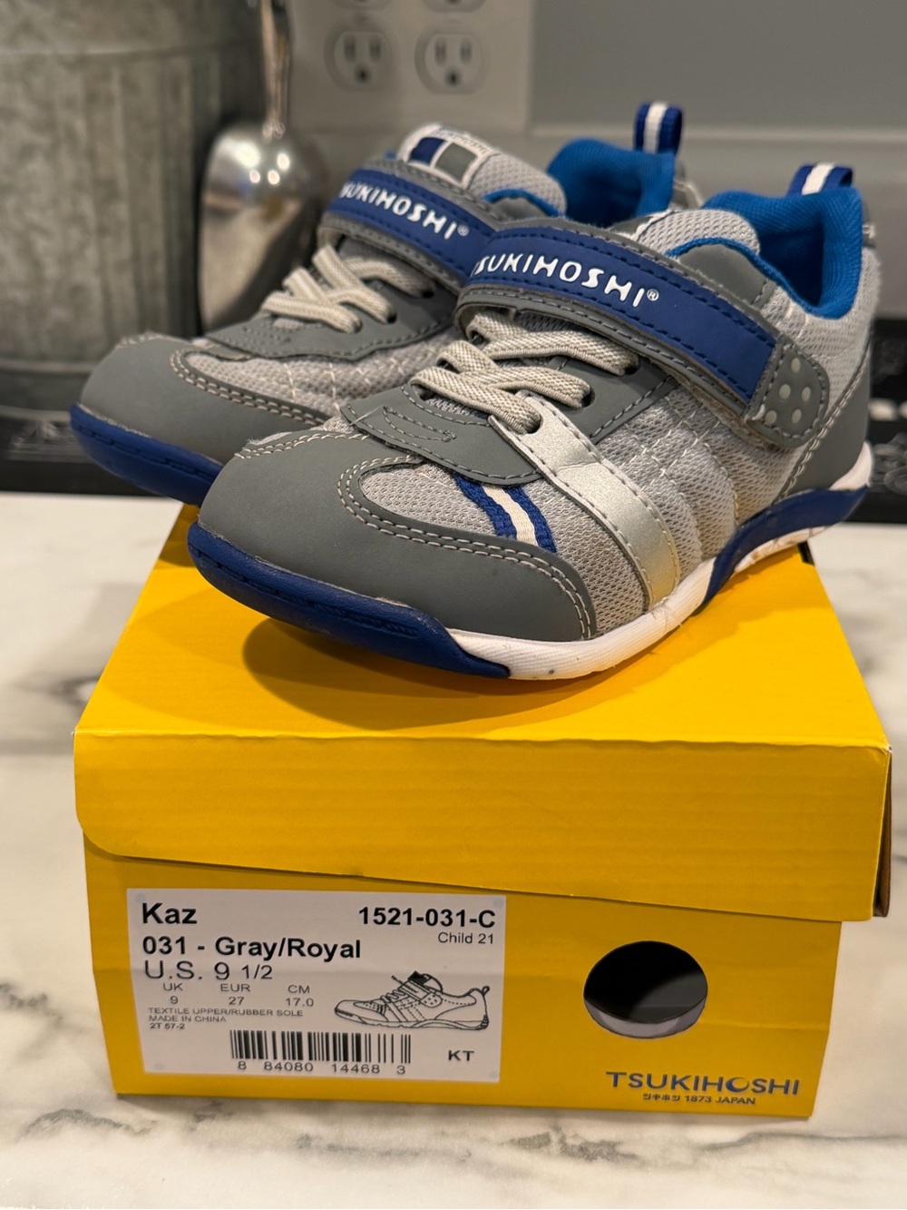 Tsukihoshi Kids Gray and Royal Blue Athletic Sneakers